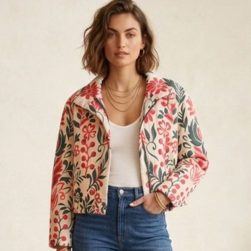 Anthropologie Floral Print Jacket XLP